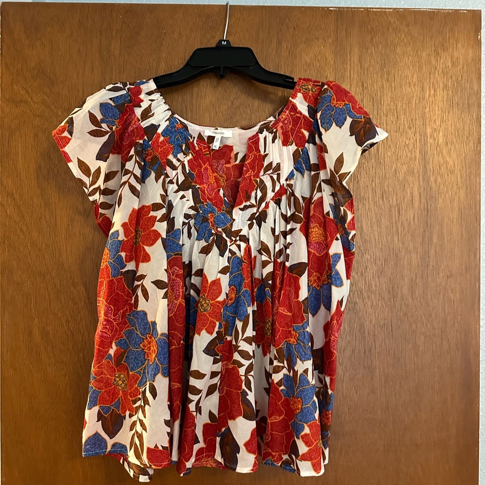 Maurices Red and Blue Floral Blouse